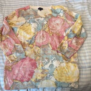 Talbots Pastel Floral Crew Neck Sweater